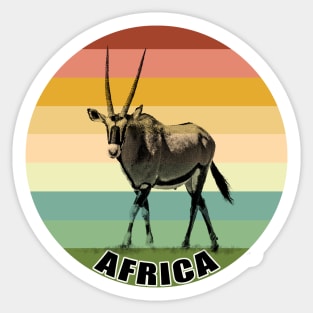 Oryx Antelope Full Figure on Vintage Retro Africa Sunset Sticker